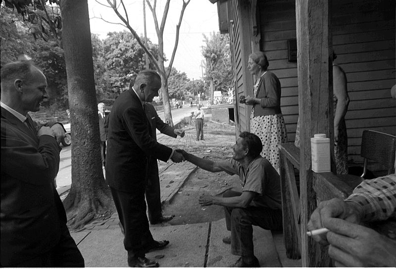 President Johnson's poverty tour in 1964 via wikimedia commons/Cecil Saughton