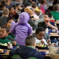 Kids in school cafeteria MPR Photo/Jennifer Simonson