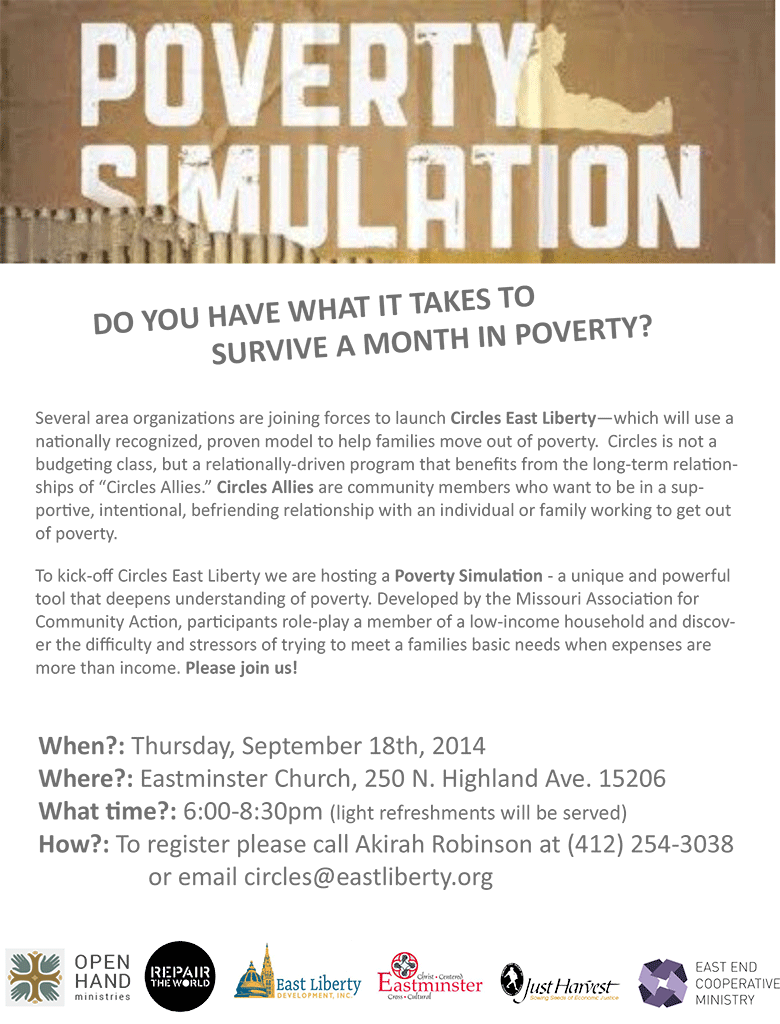 Circles Poverty Simulation flyer - Do you have what it takes to spend a month in poverty?