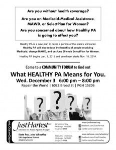 Healthy PA Community Forum flyer
