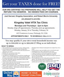 Kingsley Valet VITA Tax Clinic flyer