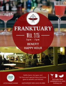 Franktuary Benefit Happy Hour for Just Harvest on Feb. 25