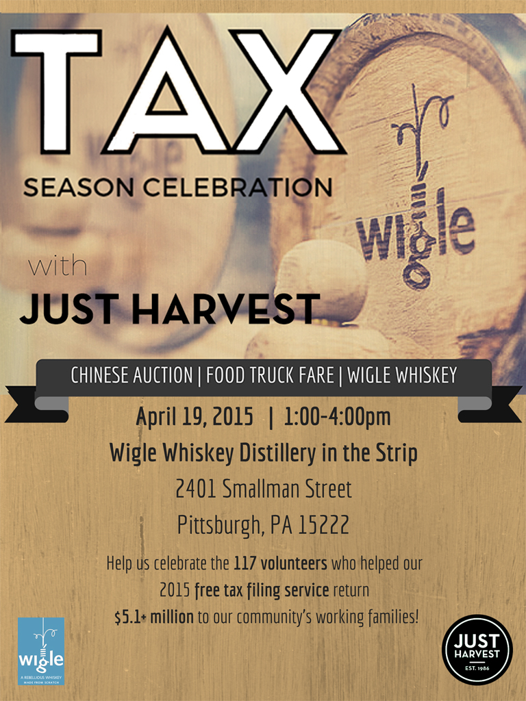 Tax Season Celebration with Just Harvest at Wigle Whiskey