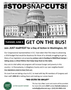 Tuesday, June 9 - Get on the Bus to D.C. to Stop SNAP Cuts flyer