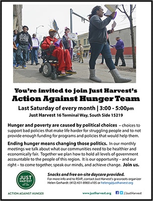 Just Harvest's Action Against Hunger Team flyer