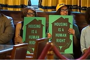 Screenshot of WPXI Sep. 21, 2016 news clip on Pittsburgh Housing Opportunity Fund city council hearing