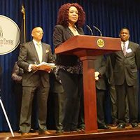 Rochelle Jackson at Mar. 22 Fair Share Tax Plan press conference in Harrisburg
