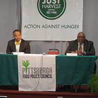 James Myers Jr. and Sala Udin, Candidates for Pittsburgh Public Schools Dist. 3 Board of Directors at our May 2 Candidates Forum on Hunger and Poverty
