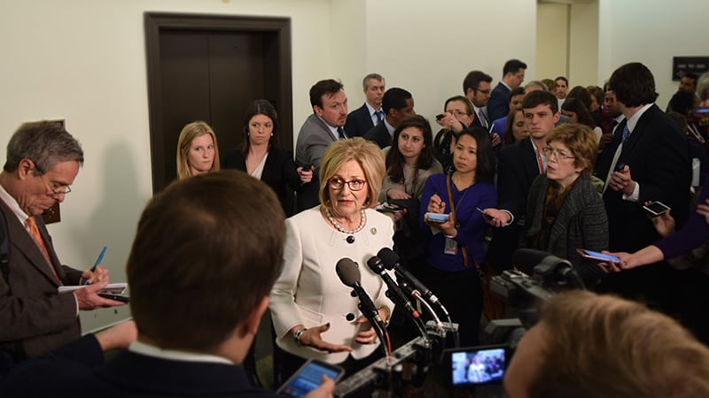House Budget Chairwoman Rep. Diane Black (R-TN) talks with reporters after releasing committee's 2017-18 budget resolution, Jul. 18, 2017