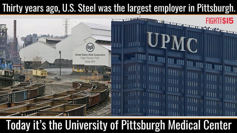30 years ago, U.S. Steel was the largest employer in Pittsburgh. Today it's the University of Pittsburgh Medical Center
