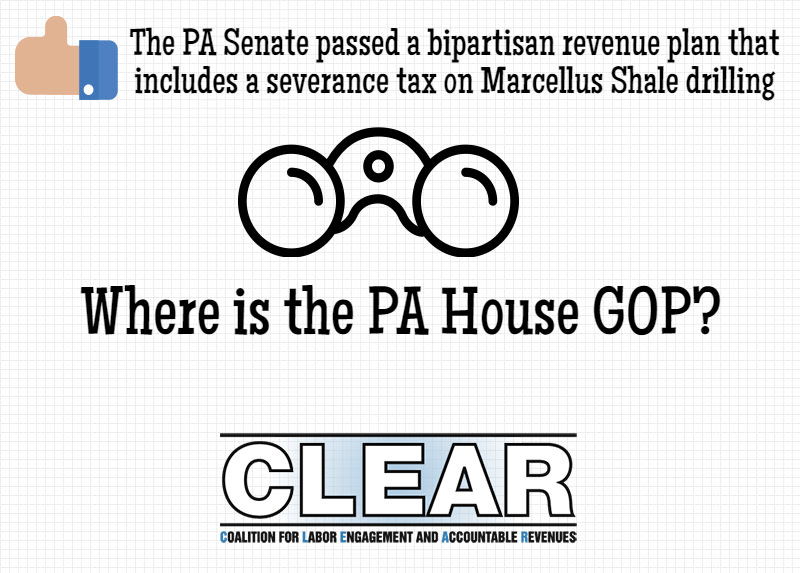 The PA Senate passed a bipartisan revenue plan that includes a tax on Marcellus Shale drilling. Where is the PA House GOP?