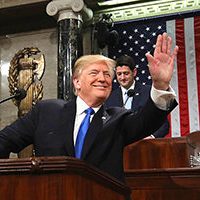 Pres. Trump at his Jan. 30, 2018 State of the Union address (via Voice of America)