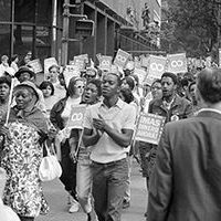 Demonstrators participating in the Poor People's March at Lafayette Park and on Connecticut Avenue, Washington, D.C. , 1963 (Warren K. Leffler, U.S. News & World Report via United States Library of Congress/Wikimedia