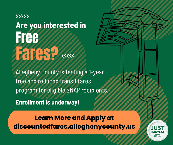Are you interested in Fair Fares/ Allegheny County is testing a 1-year free and reduced transit fares program for eligible SNAP recipients. Enrollment is underway! Learn more and apply at discountedfares.alleghenycounty.us
