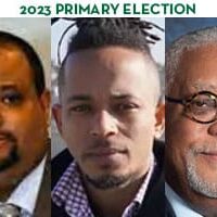 2023 Primary Election headshots for Allegheny County Council District 10 candidates Eric Smith, Carlos Thomas, and Dewitt Walton
